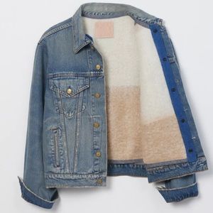 B SIDES jean jacket with mohair vest attached inside. Like new!